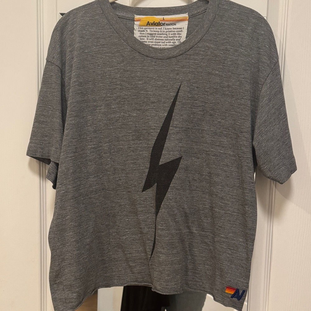 Aviator Nation  Gray Lightning Bolt Tee